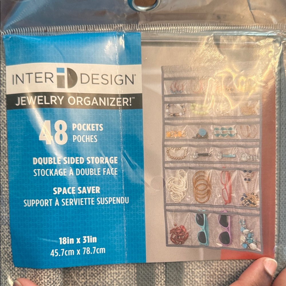 Gray Jewelry Organizer with 48 Pockets